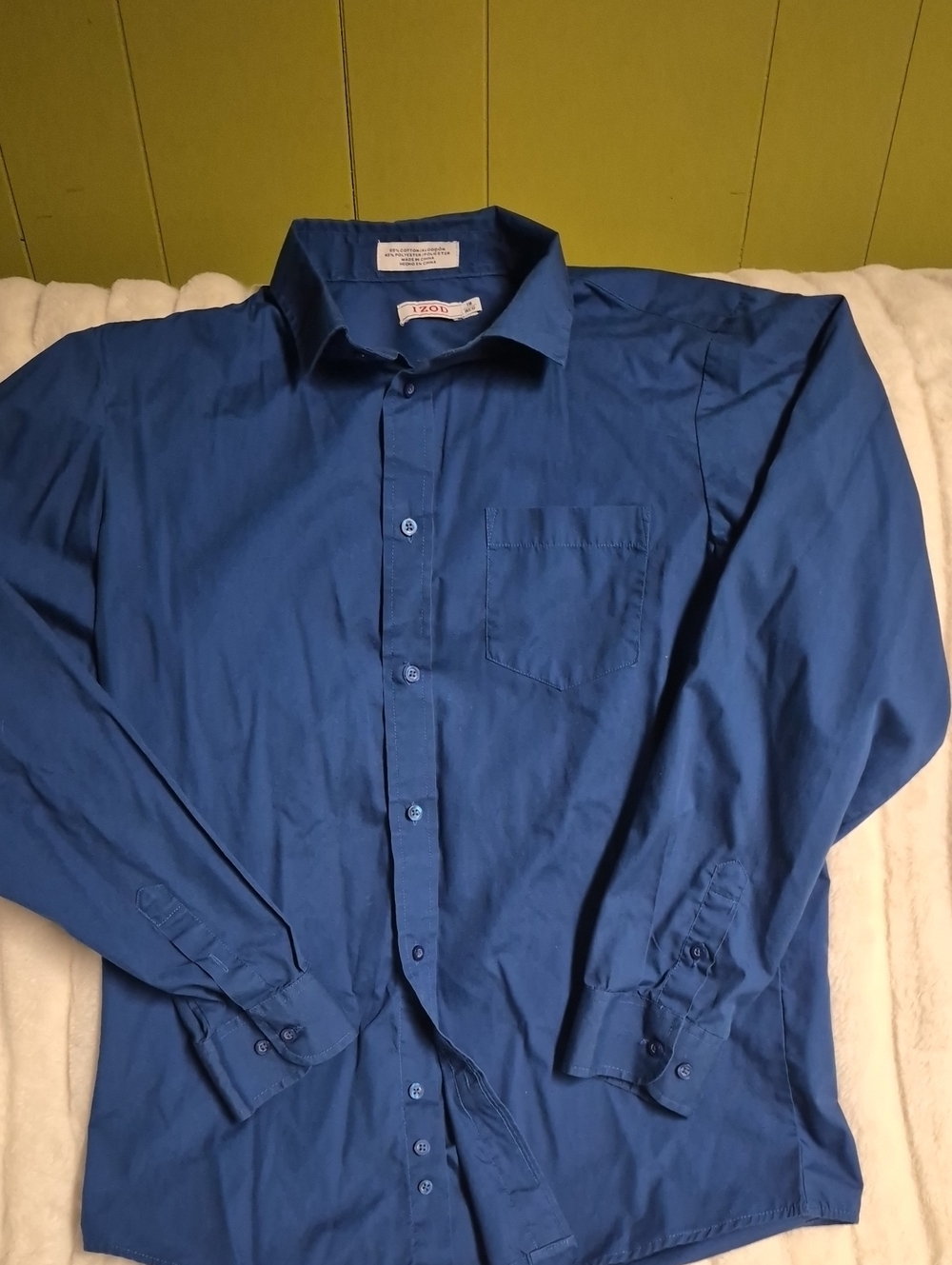 IzoD Classic Men's Blue Button-Down Dress Shirt